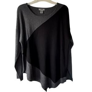 Premise Cashmere Gray Black Assymetrical pullover sweater size 2X